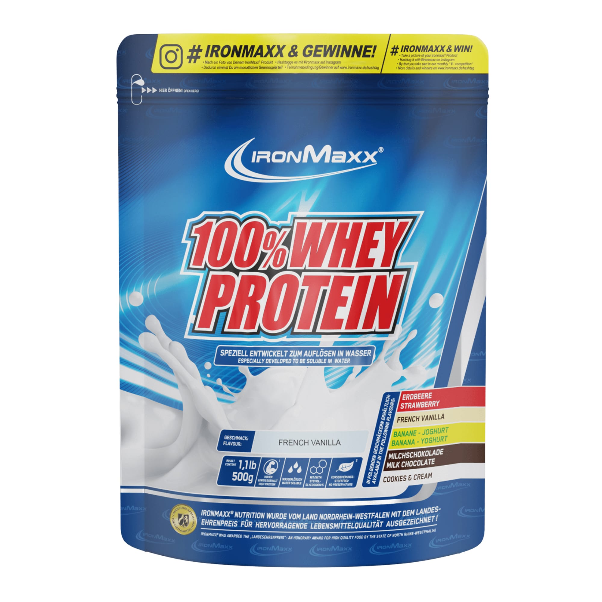 Ironmaxx 100% Whey Protein French Vanilla 500g