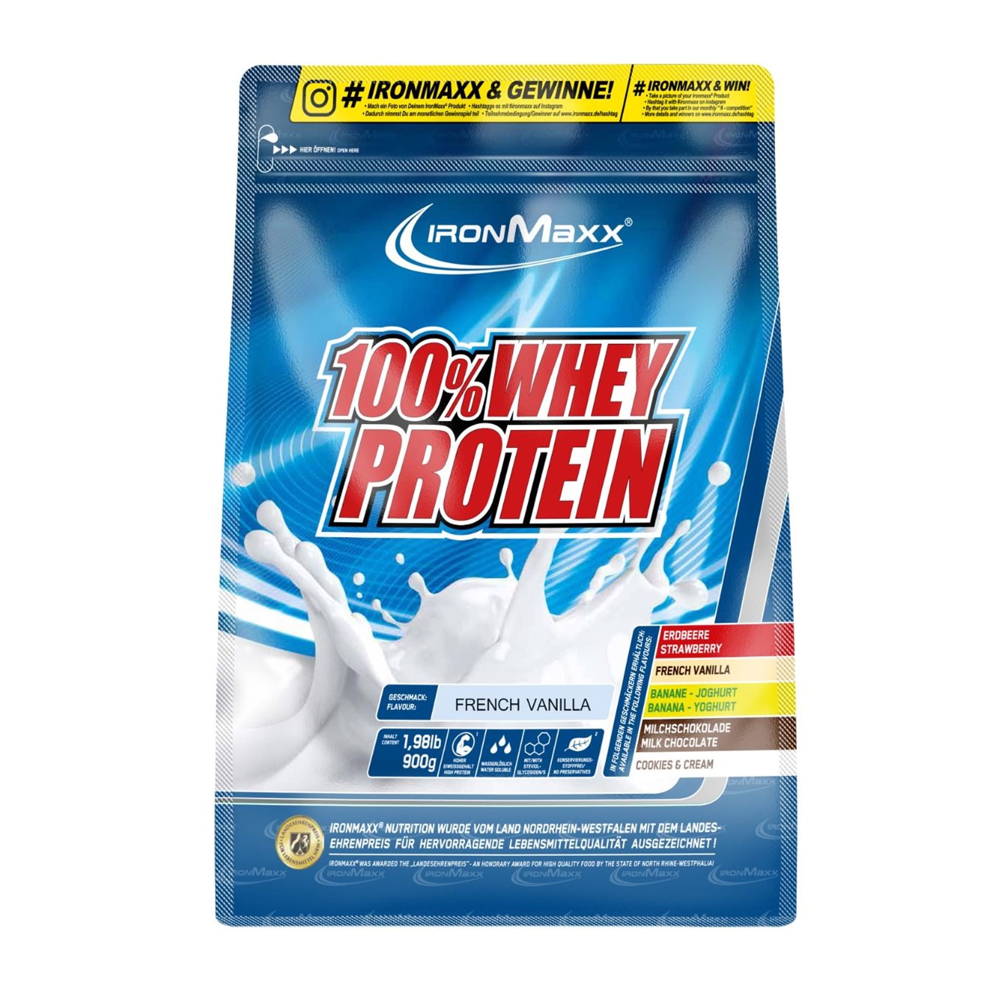 Ironmaxx 100% Whey Protein Bag French Vanilla 900g